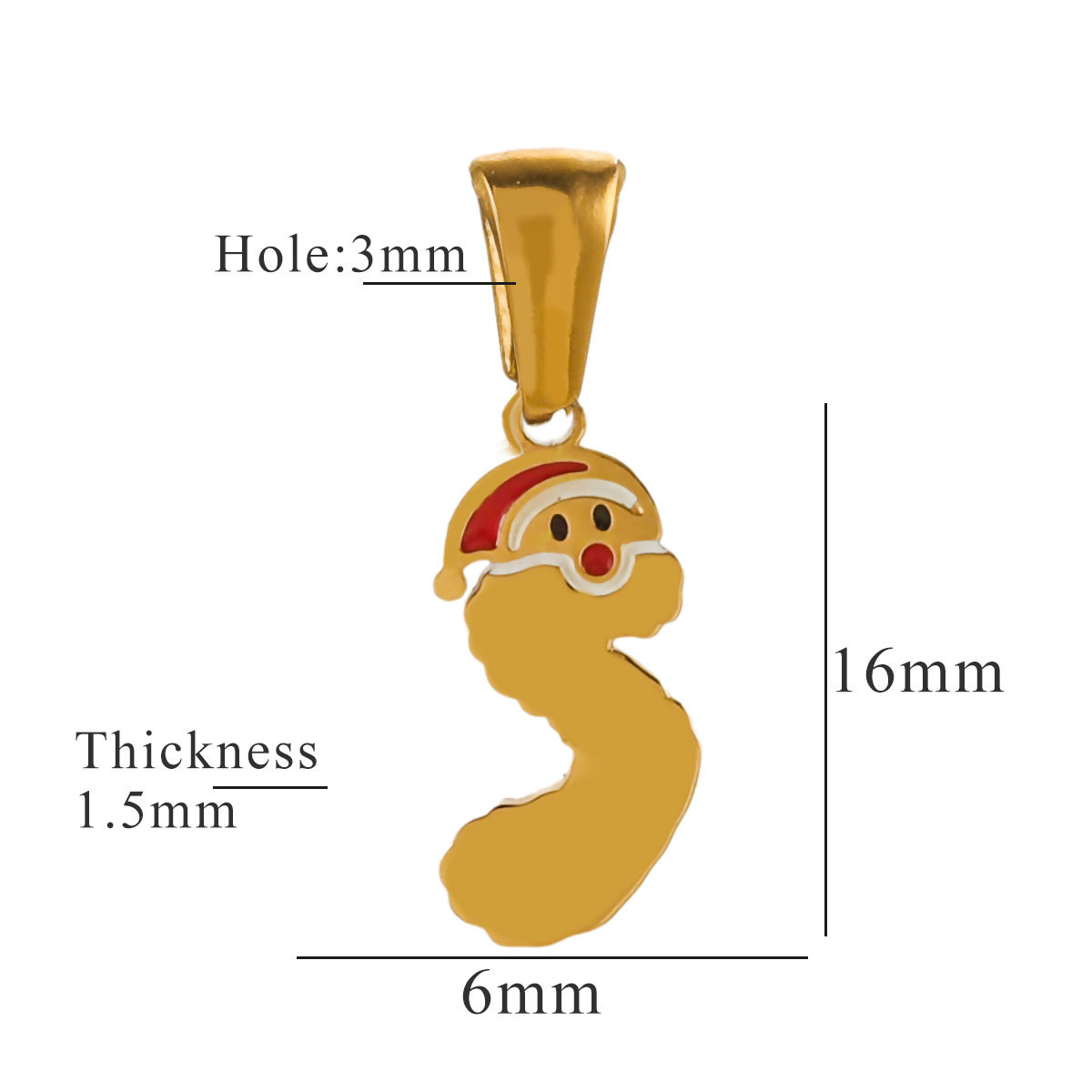 Gold color / 1 Piece Classic Cute Style Christmas Cartoon Letter S Shape Titanium Steel  Gold Color Unisex Pendant Picture19